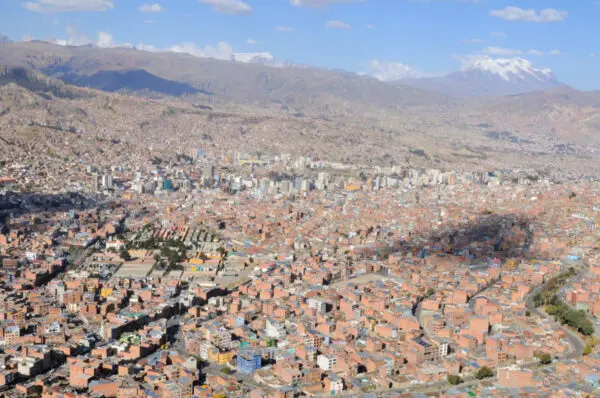 La Paz aerial view - Bolivia / by M M, via Wikimedia / CC BY-SA 2.0